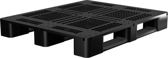 Kunststoffpalette: Industriepalette IKP 1213 in Schwarz, Traglast: 5000 kg Statisch, 1250 kg Dynamisch, 1000 kg im Hochregal