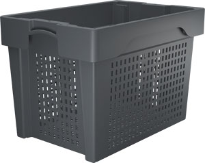 DREHSTAPELBEHÄLTER TWISTBOX in Grau, Boden und Seiten durchbrochen, 600 x 400 x 400 mm